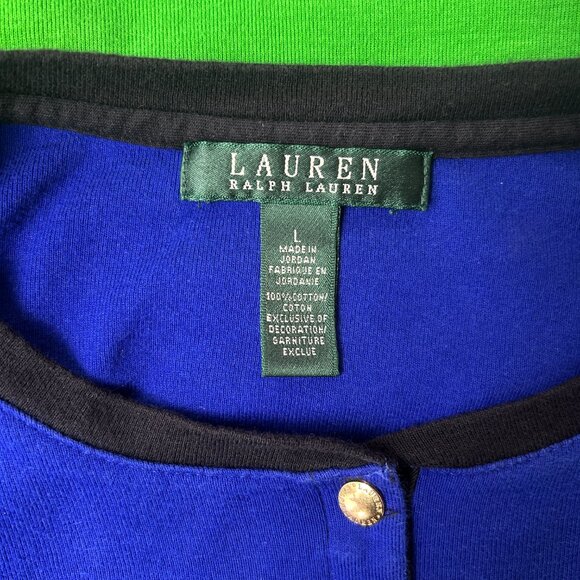 Lauren Ralph Lauren Preppy Multicolor Striped Cotton Sweater – Women's Large - Picture 2 of 9